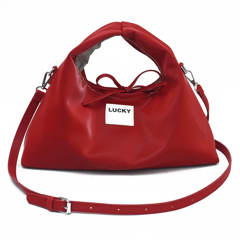 Red Shoulder Crossbody Bag for Women, Textured One-Shoulder Handbag
