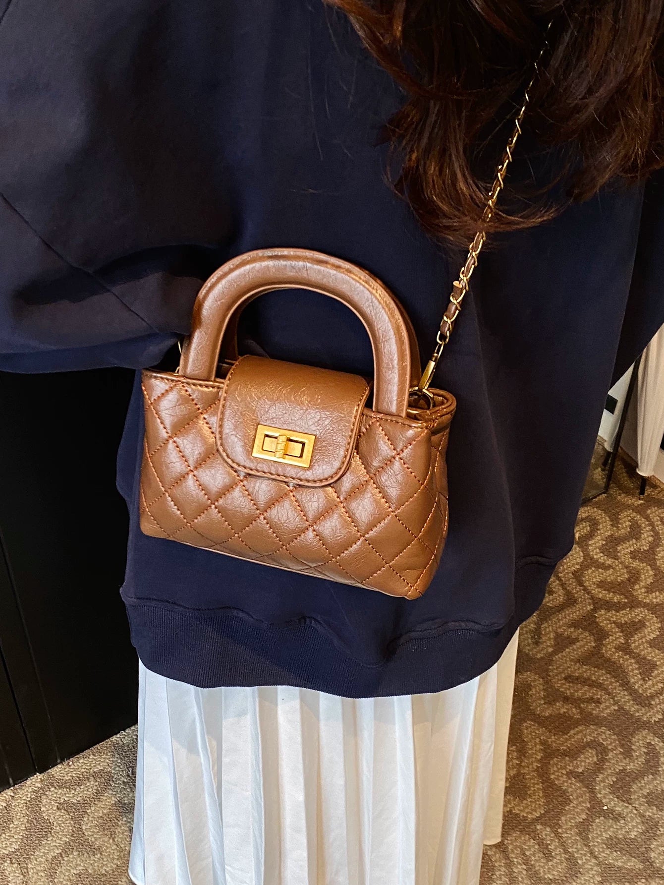 Red Diamond Quilted Small Square Crossbody Bag for Women, Casual Shoulder Handbag