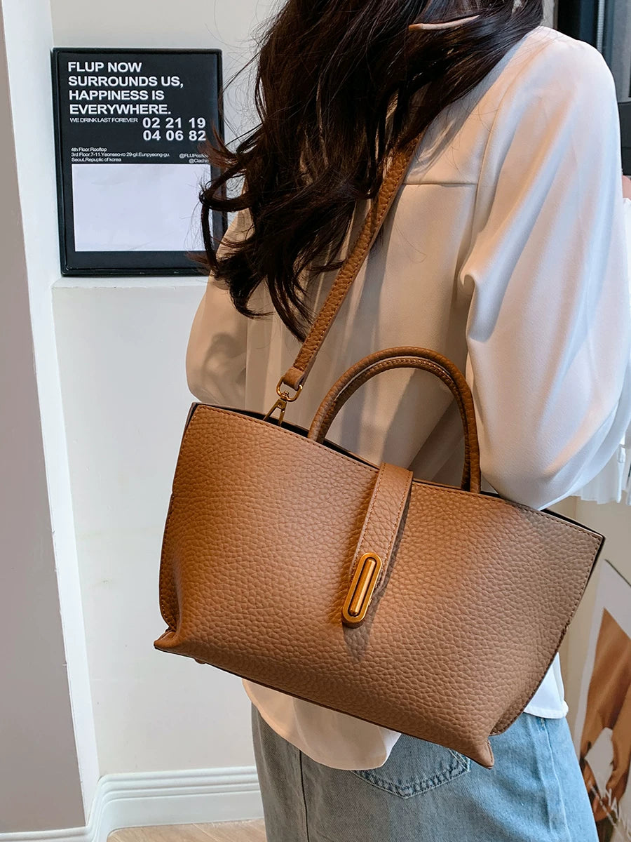 Textured Large Bucket Bag for Women, Crossbody Shoulder Handbag