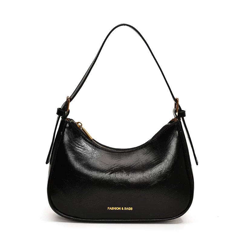 Black Dumpling Shoulder Bag for Women, Underarm Crossbody Handbag