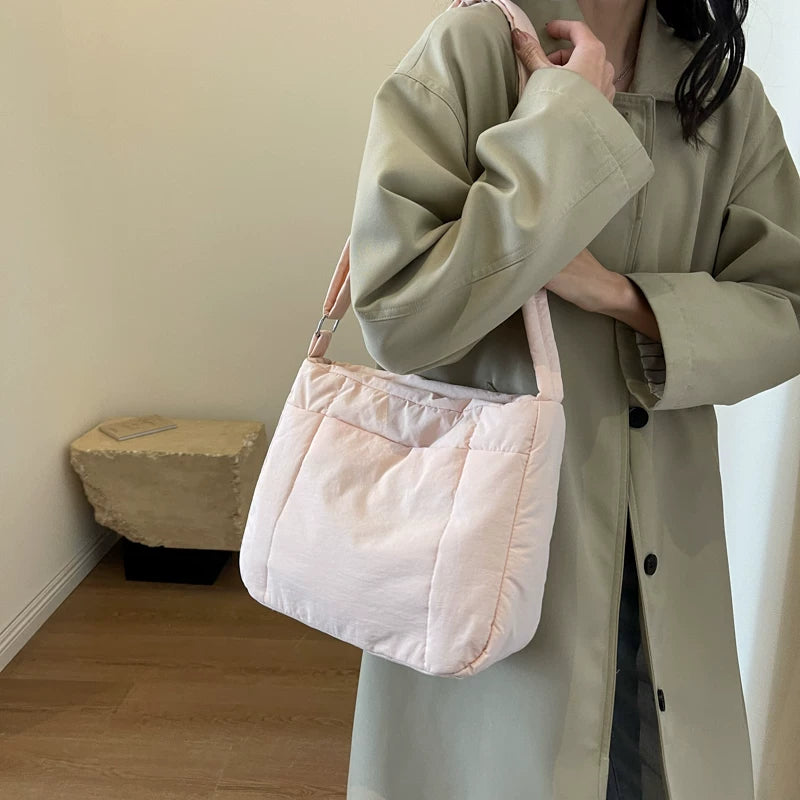 Large Capacity Puffer Tote Bag for Women, Versatile Shoulder Handheld Carry Bag