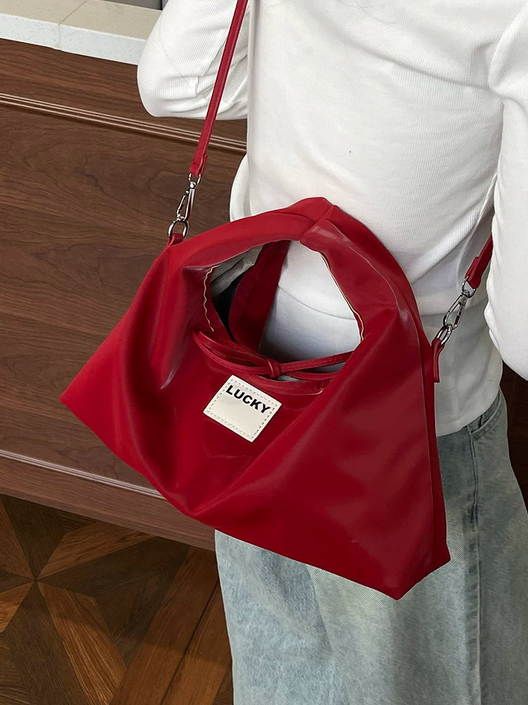 Red Shoulder Crossbody Bag for Women, Textured One-Shoulder Handbag